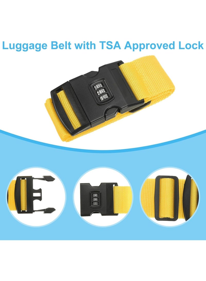 Straps, 4 Pack Suitcase Straps Adjustable Luggage Belts Strap with Combination Lock TSA Approved for Luggage Suitcases Travel, Yellow - Image 5